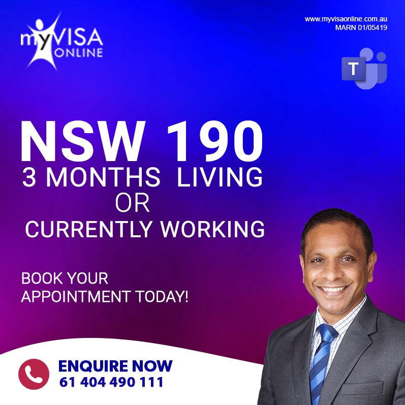 NSW 190 3 Months Living or Currently Working