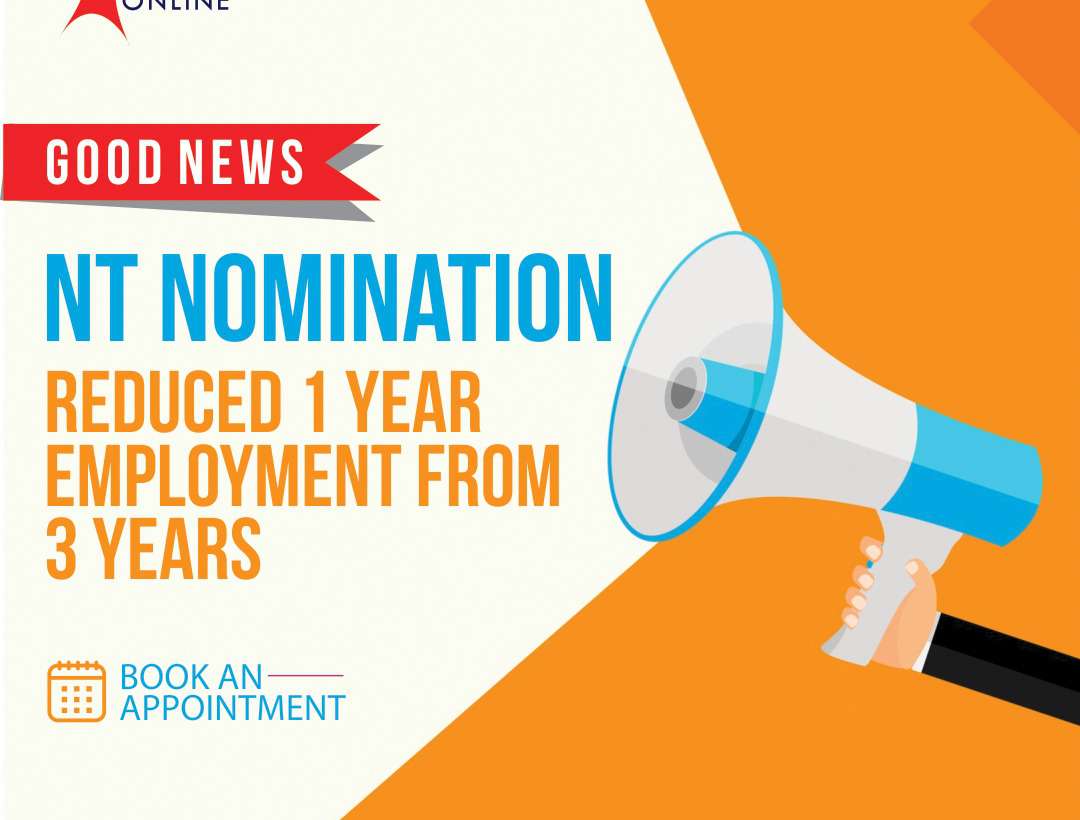 NT Nomination Reduced 1 Year Employment From 3 years